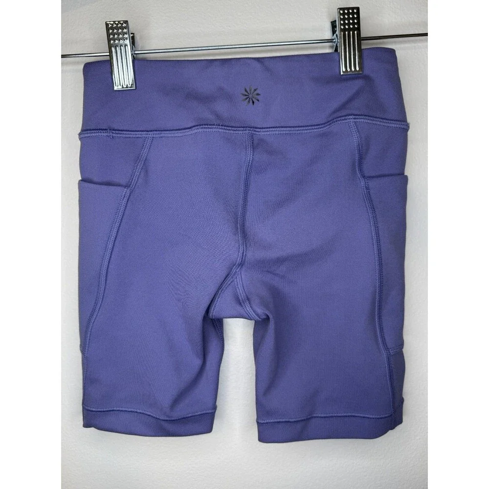 Athleta Girl Stash Your Treasures Purple Bike Shorts XS 6 Pockets Powervita EUC